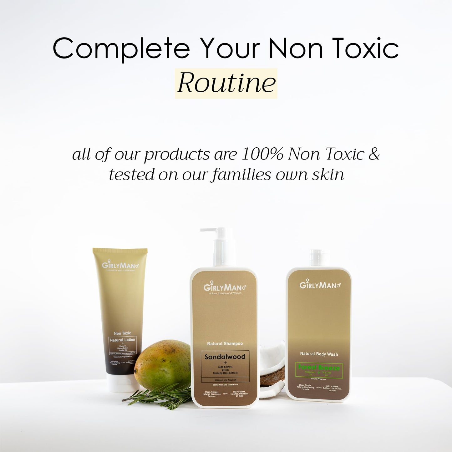 GirlyMan Natural Non-Toxic Shampoo – Olive Oil, Argan Oil & Biotin | Unscented