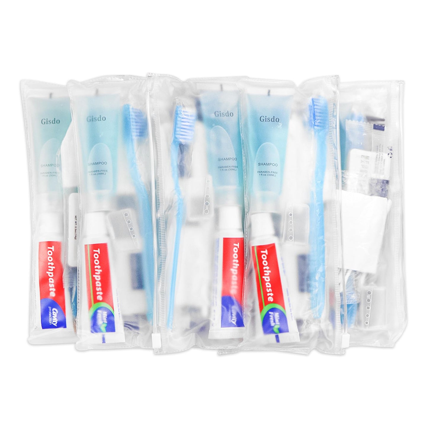 Gisdo 50-Pack Basic Toiletry Kits | 10-in-1 Travel Hygiene for Men & Women