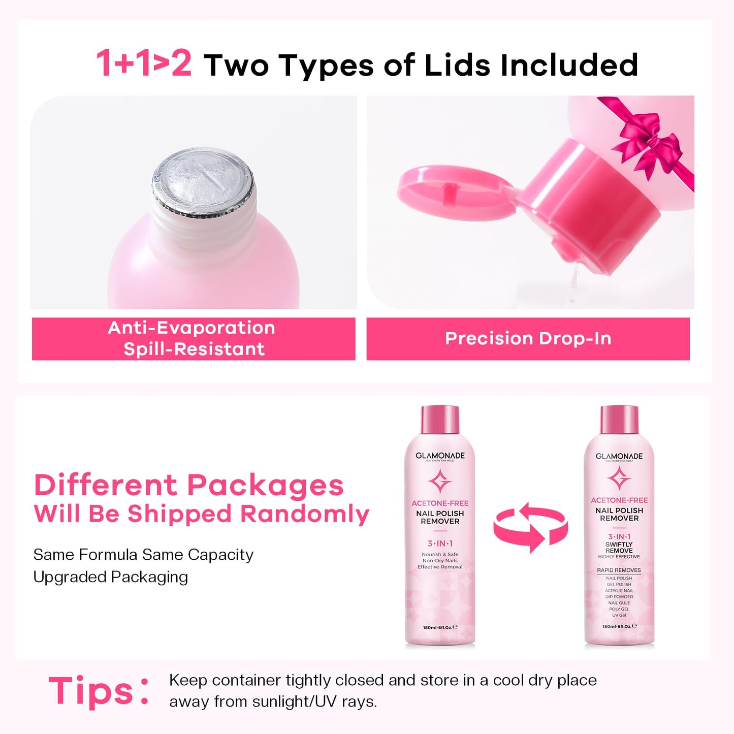 Glamonade Gel Nail Polish Remover – Non-Acetone Soak Off, Rose Seed Oil, 6 oz | Home Salon Essentials