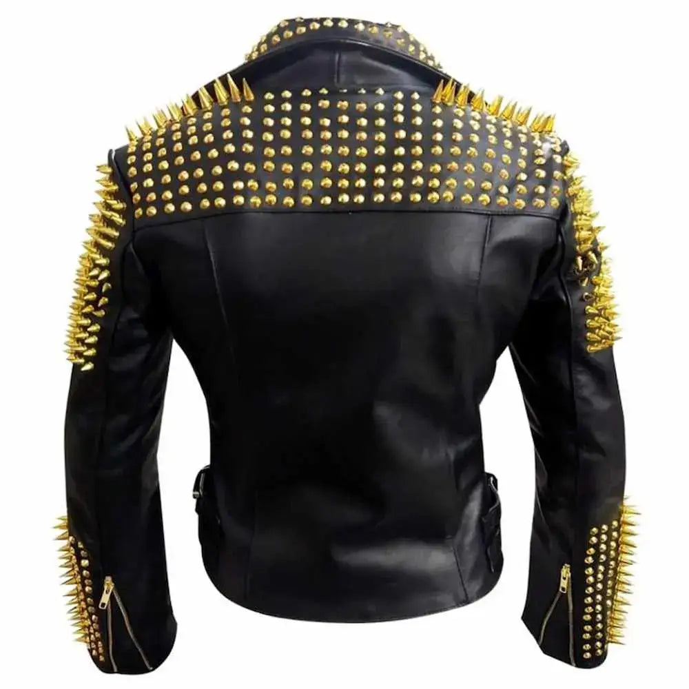 Men’s Studded Black Leather Motorcycle Jacket