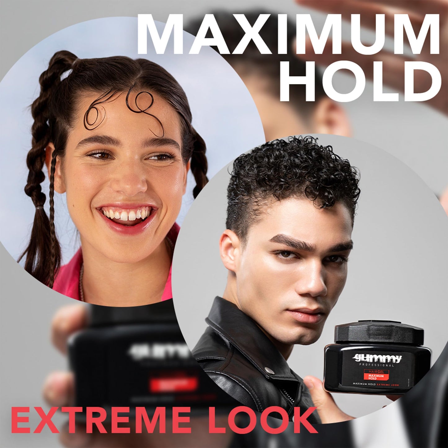 Gummy Professional Hair Gel 1000ml – Strong Hold for Slick Back, Curls, Braids