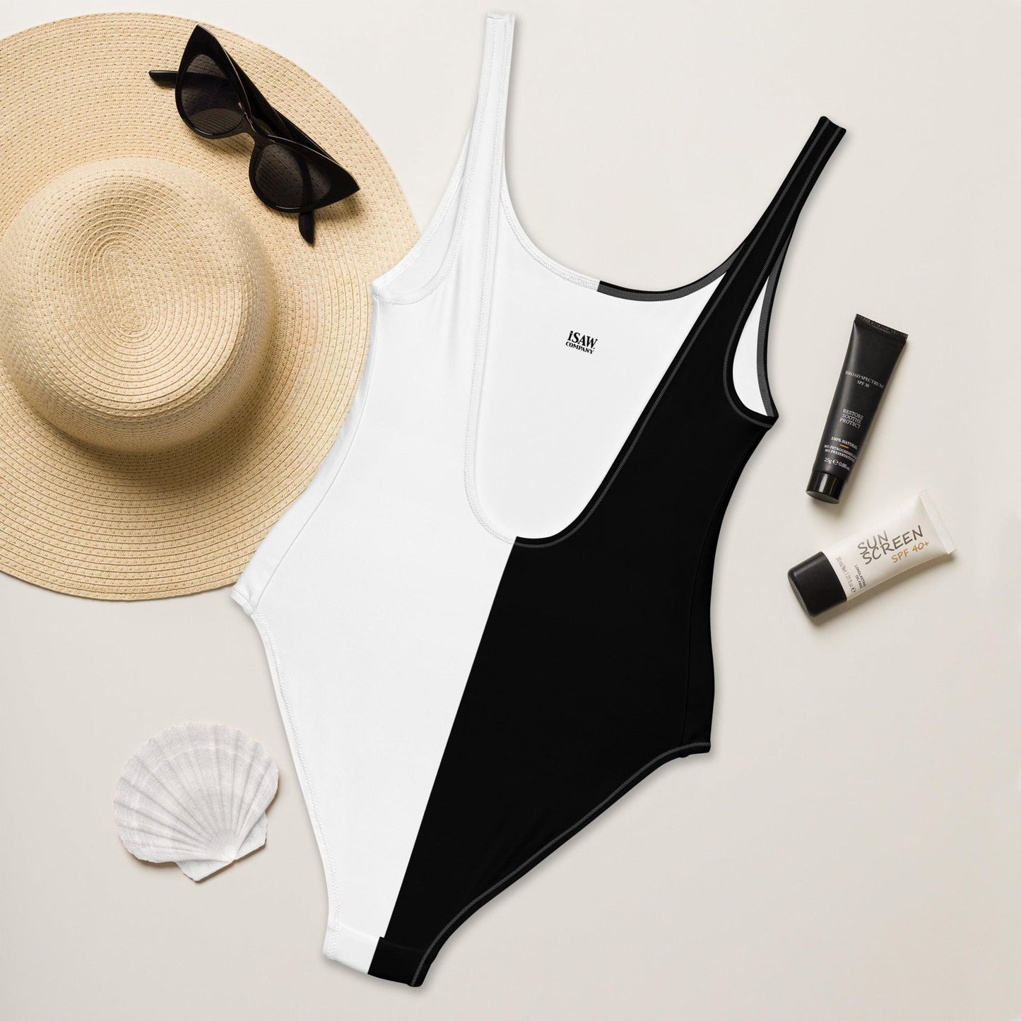 Half Black Half White - Womens One-Piece Swimsuit