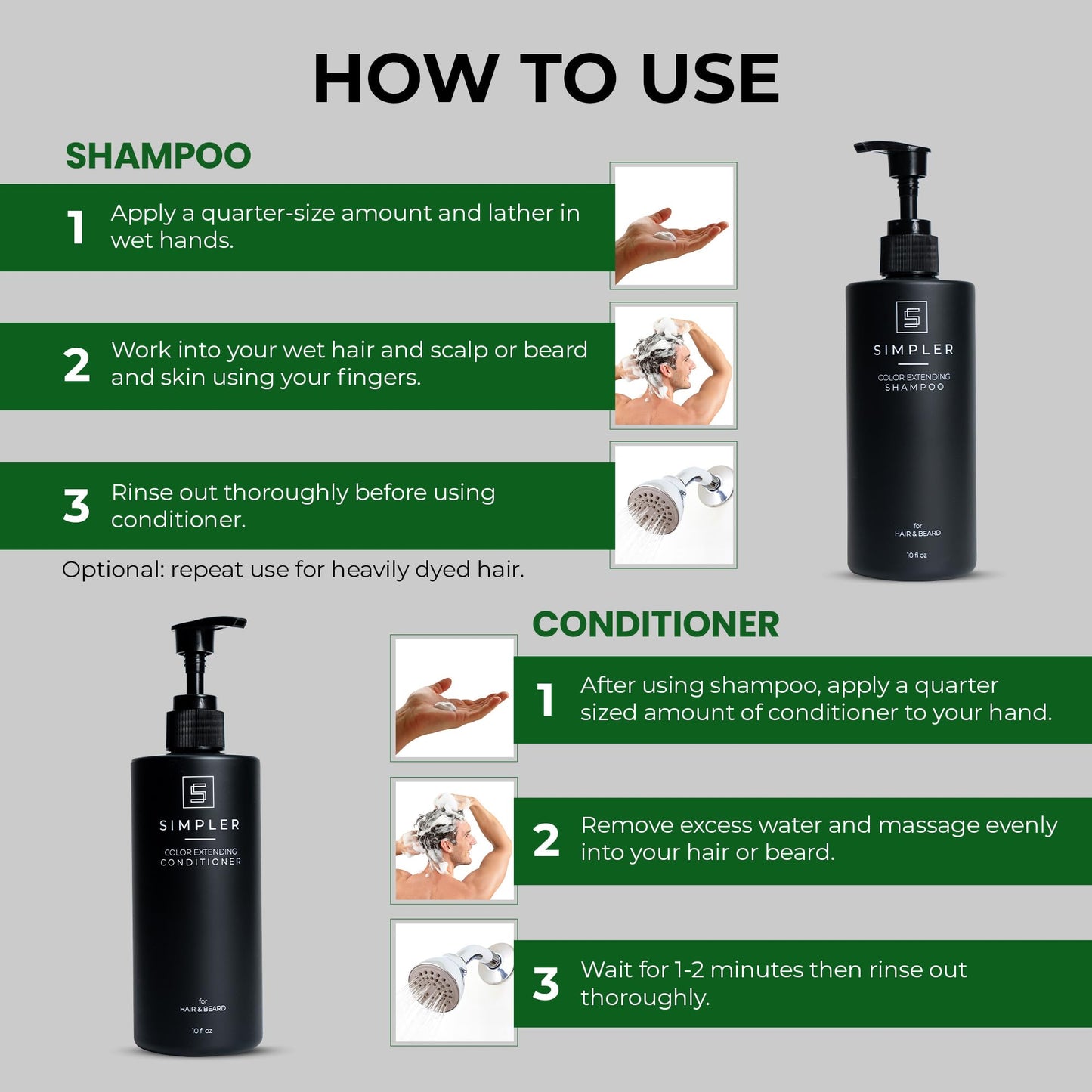 Simpler Hair Color Protecting Shampoo & Conditioner for Men – Bergamot & Cedar