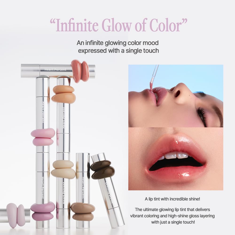 Heart Percent Dote On Mood One Way Glowy Tint 11.Dawn Mauve | Lip Tint Gloss