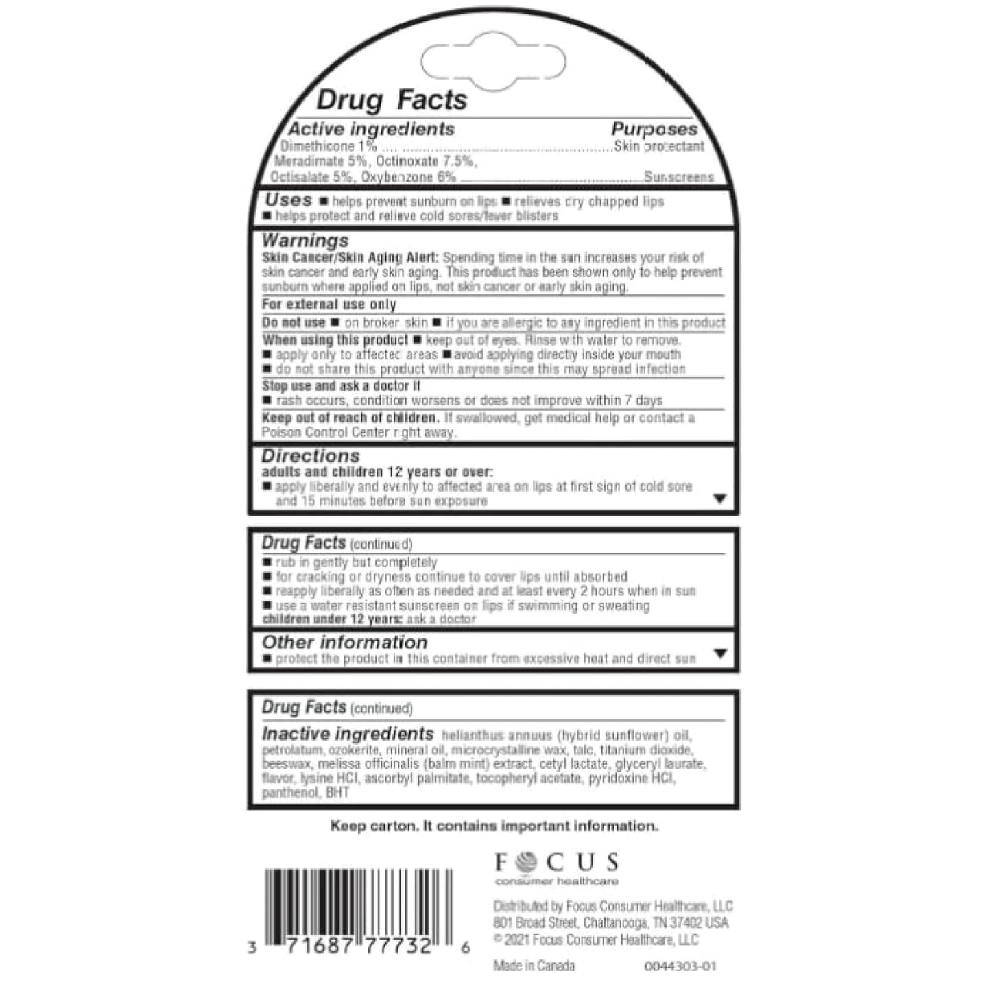 Herpecin-L Lip Balm 0.1 oz – SPF 30 Daily Lip Protection