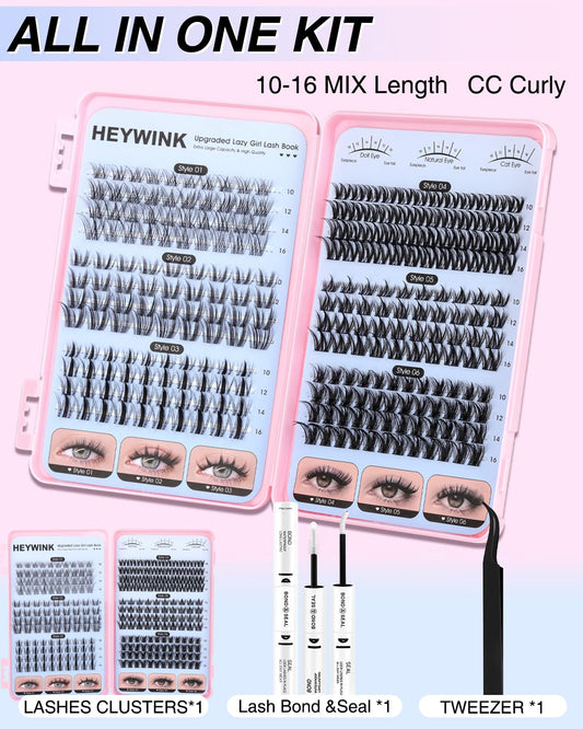 HEYWINK Lash Clusters Kit — 6 Styles (10-16mm) CC Curl DIY Lashes