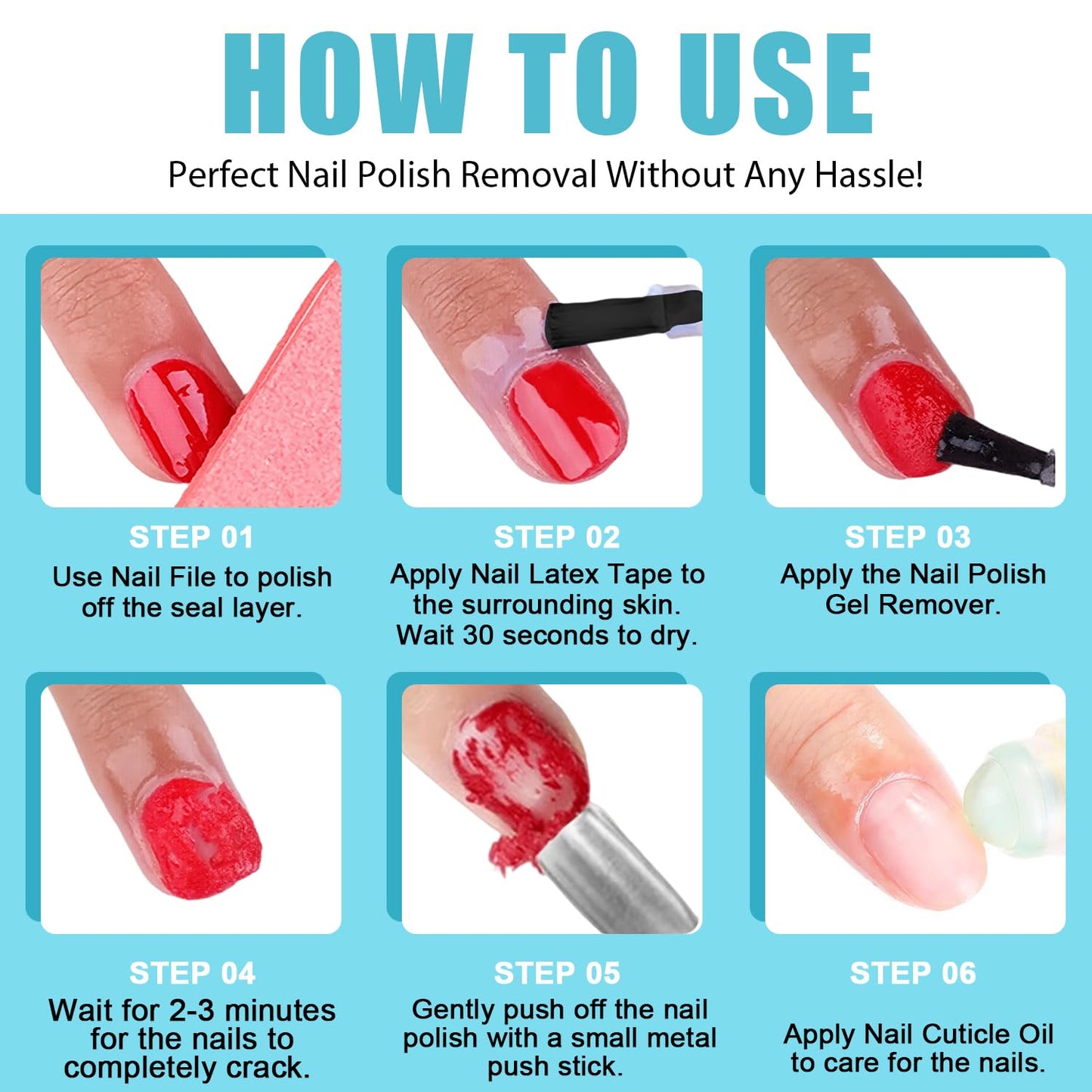 HiLemon Quick Gel Remover – Fast Gel Polish Removal in 3 Minutes, 6 x 15ml