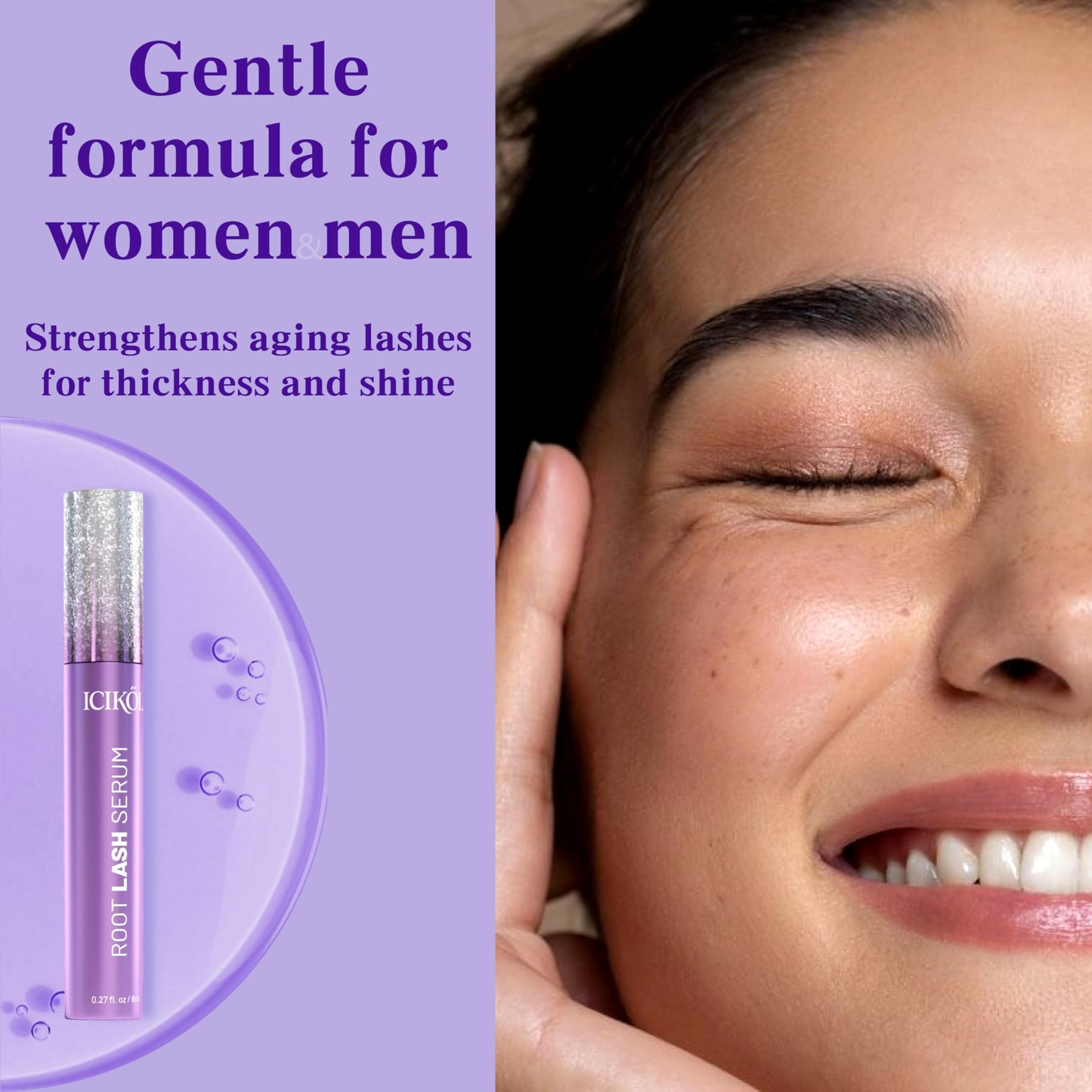 ICIKOL Eyelash Growth Serum – Peptide & Vitamin Formula, Vegan & Cruelty-Free