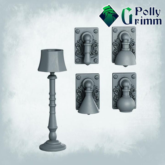 Lamps Set - Scatter Terrain - Fantasy historic miniatures for tabletop games. 28mm / 32mm Resin Figures for RPG