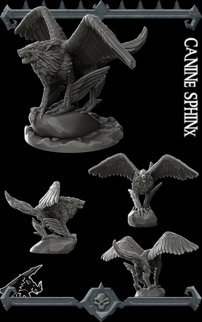 Canine Sphinx | Fantastic Beasts | Rocket Pig Games | Miniatures for tabletop games. 28mm to 32mm Resin for RPG, D&D, Dungeons and Dragons