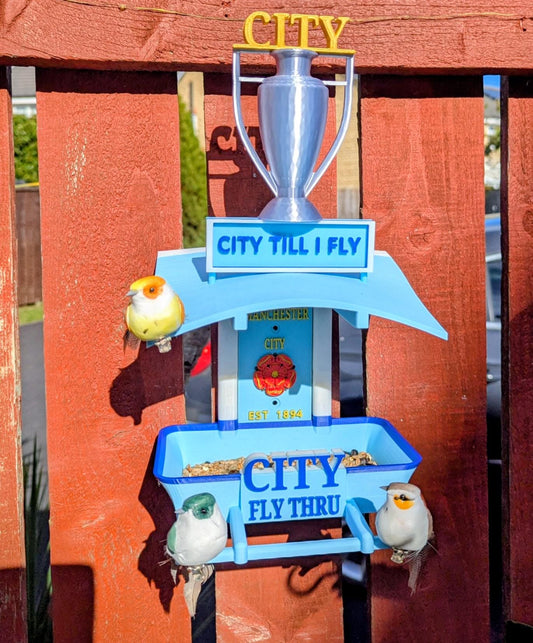 Manchester City Bird Feeder : Football Fans Feeding Station - Quirky Garden Decor - Wild Bird seed tray - Gift for Soccer city Fan