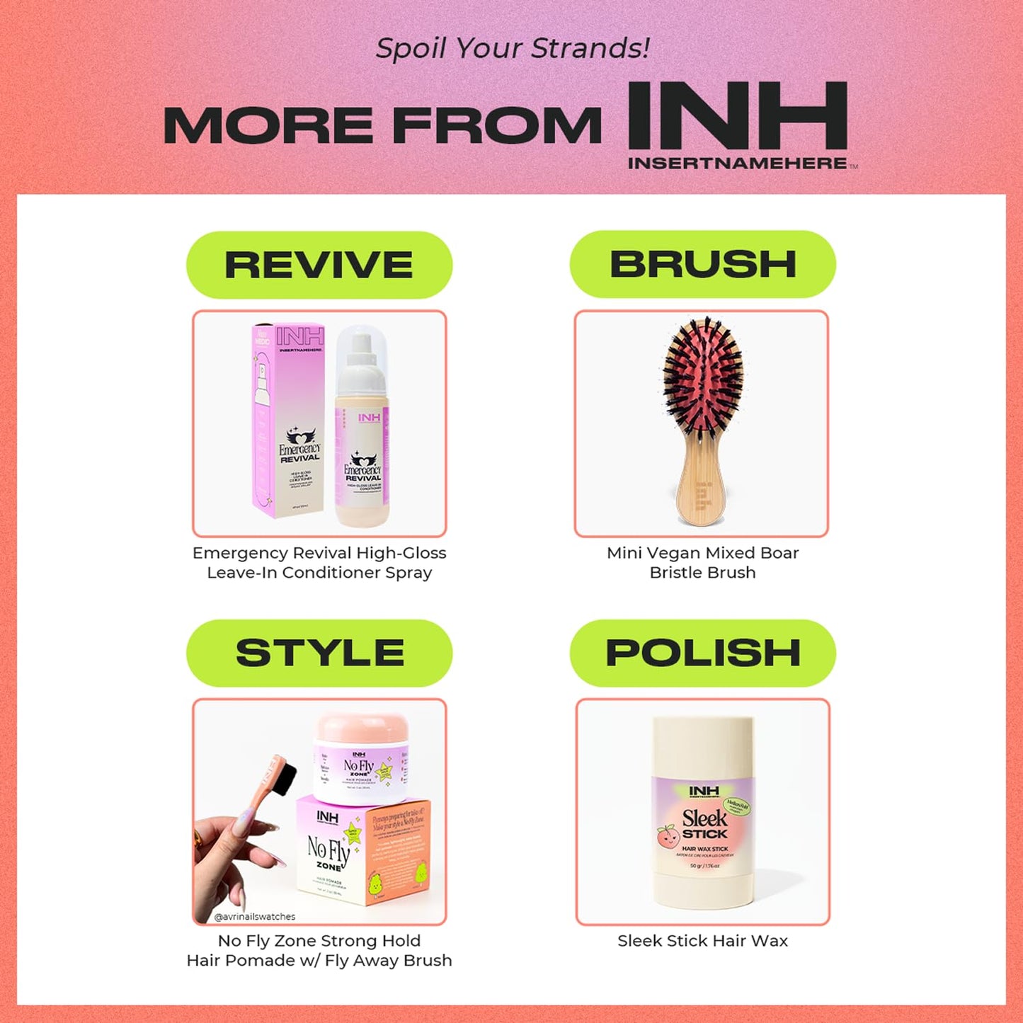 INH Hair Mascara for Flyaways – Travel-Size Finishing Stick with Charm Keychain | Peach 8ml