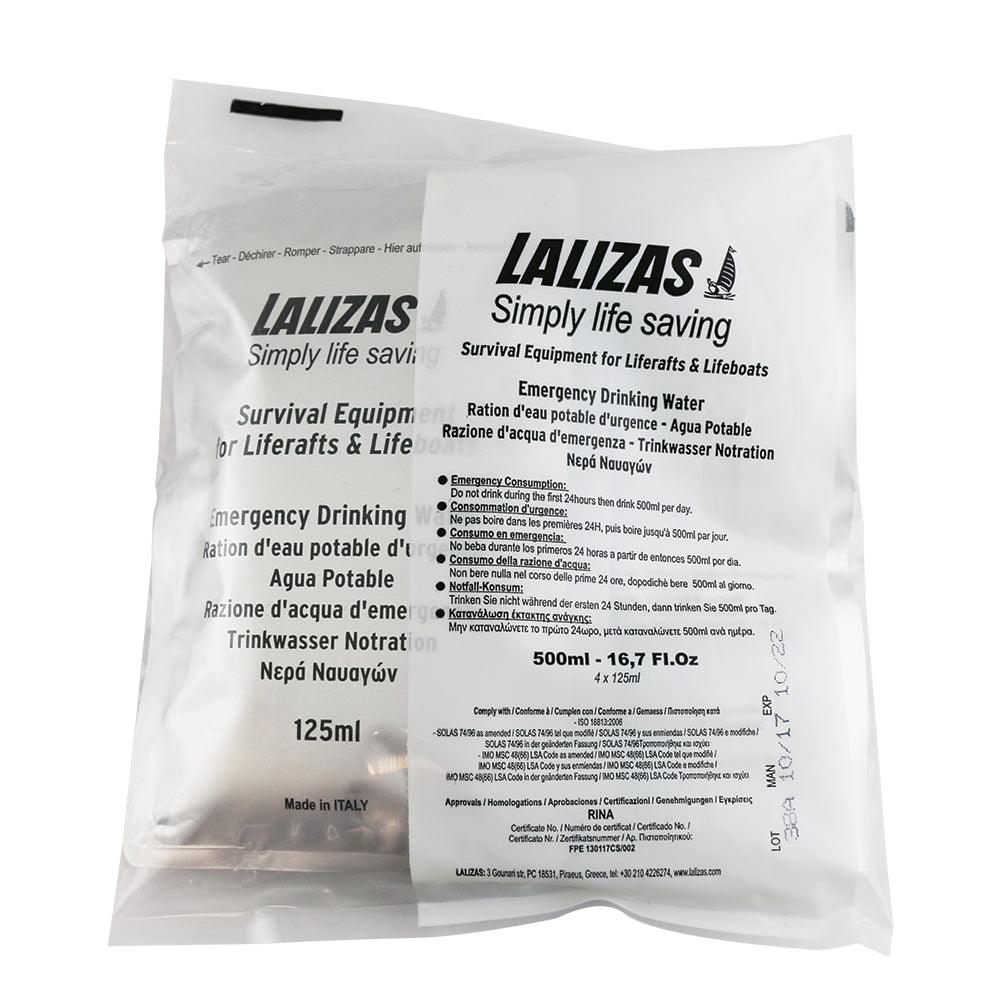 LALIZAS Emergency Liferaft Drinking Water 500ml (4x125ml) SOLAS Approved 5yr