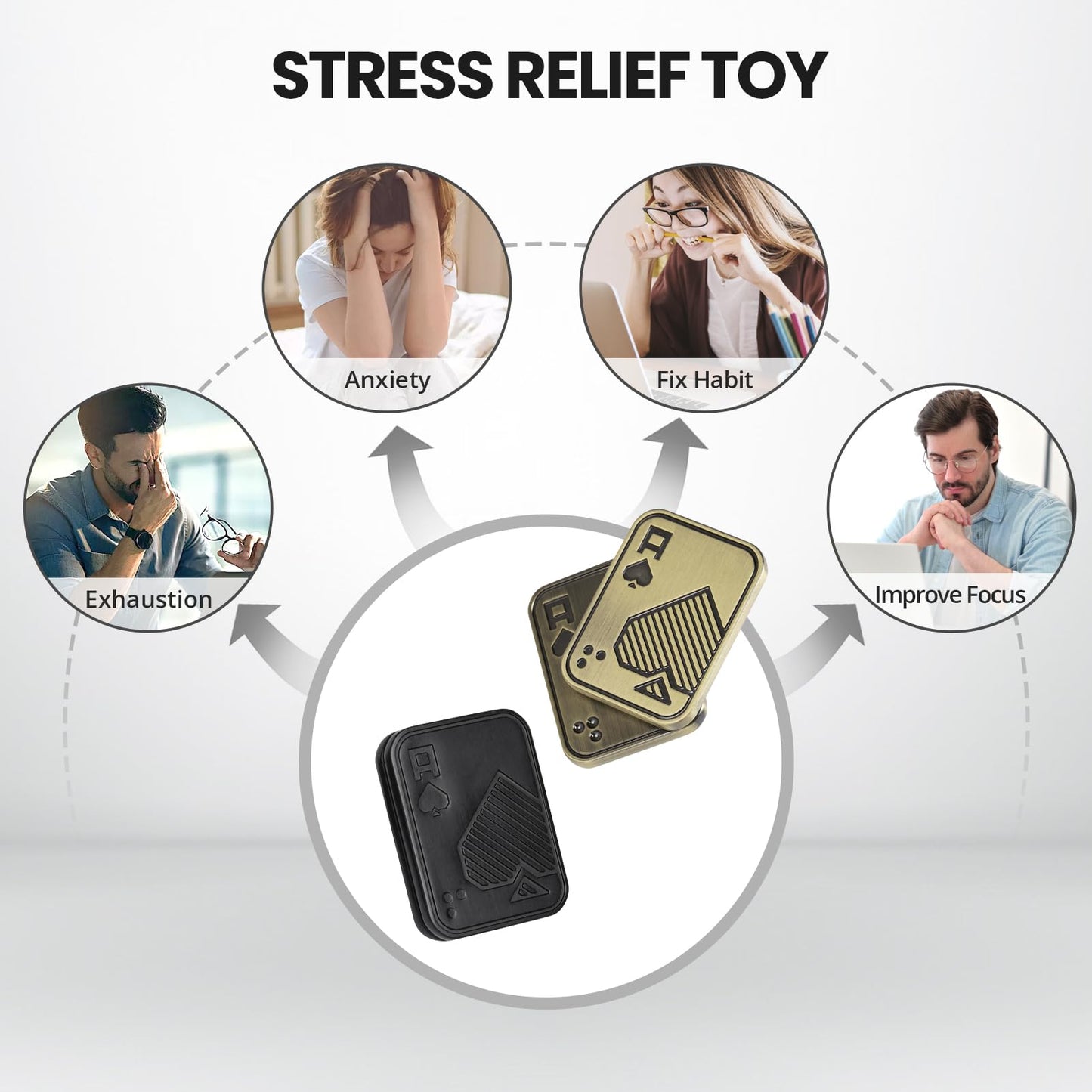 ITOKEY Fidget Toys for Adults — Magnetic Slider & EDC Poker Cards for Stress Relief