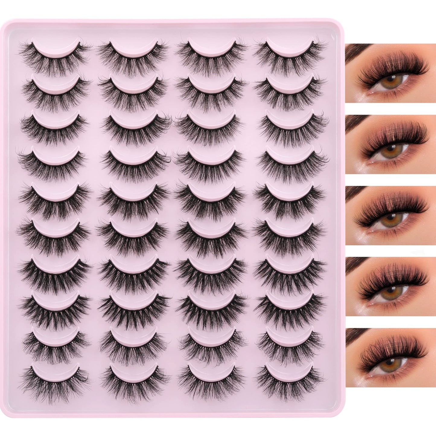 JIMIRE False Eyelashes – Natural Fluffy Wispy 5D 14–18mm (20 Pairs)