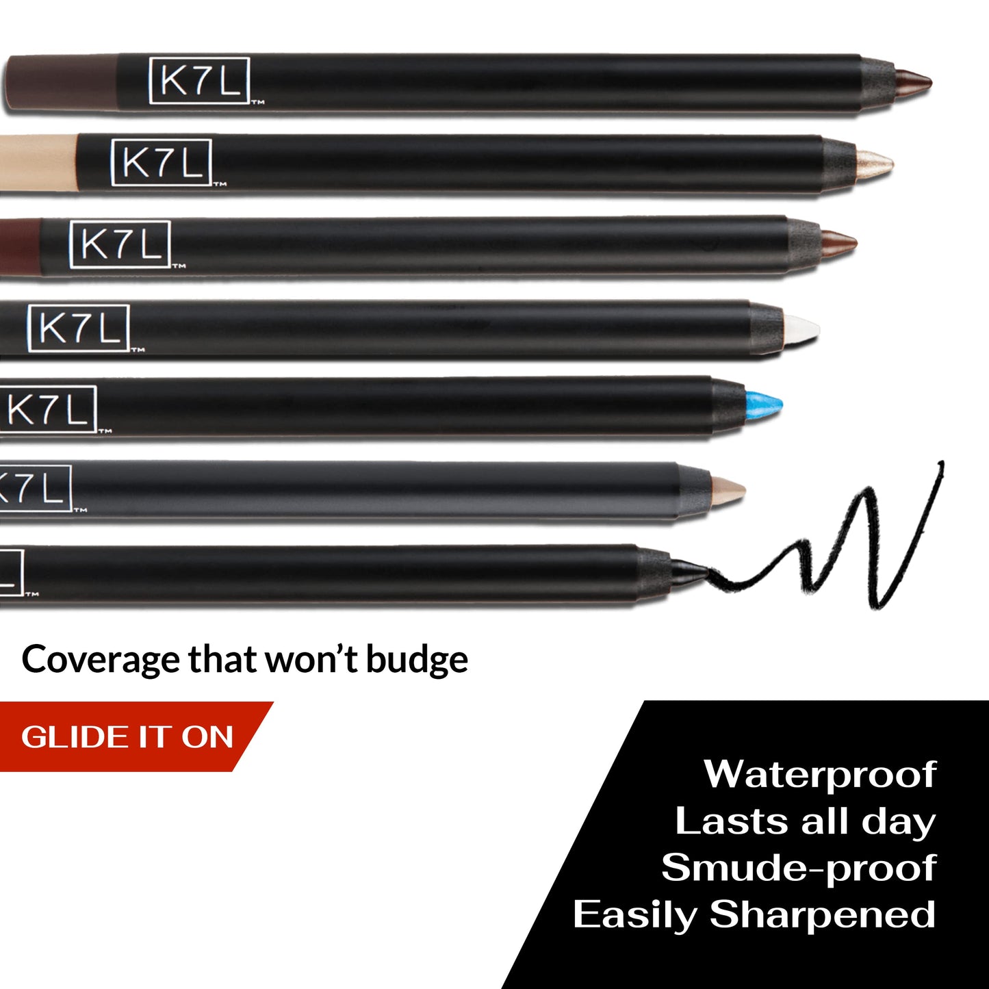 K7L Silver Shimmer Eyeliner Pencil - Waterproof, 12-Hour Wear - Disco