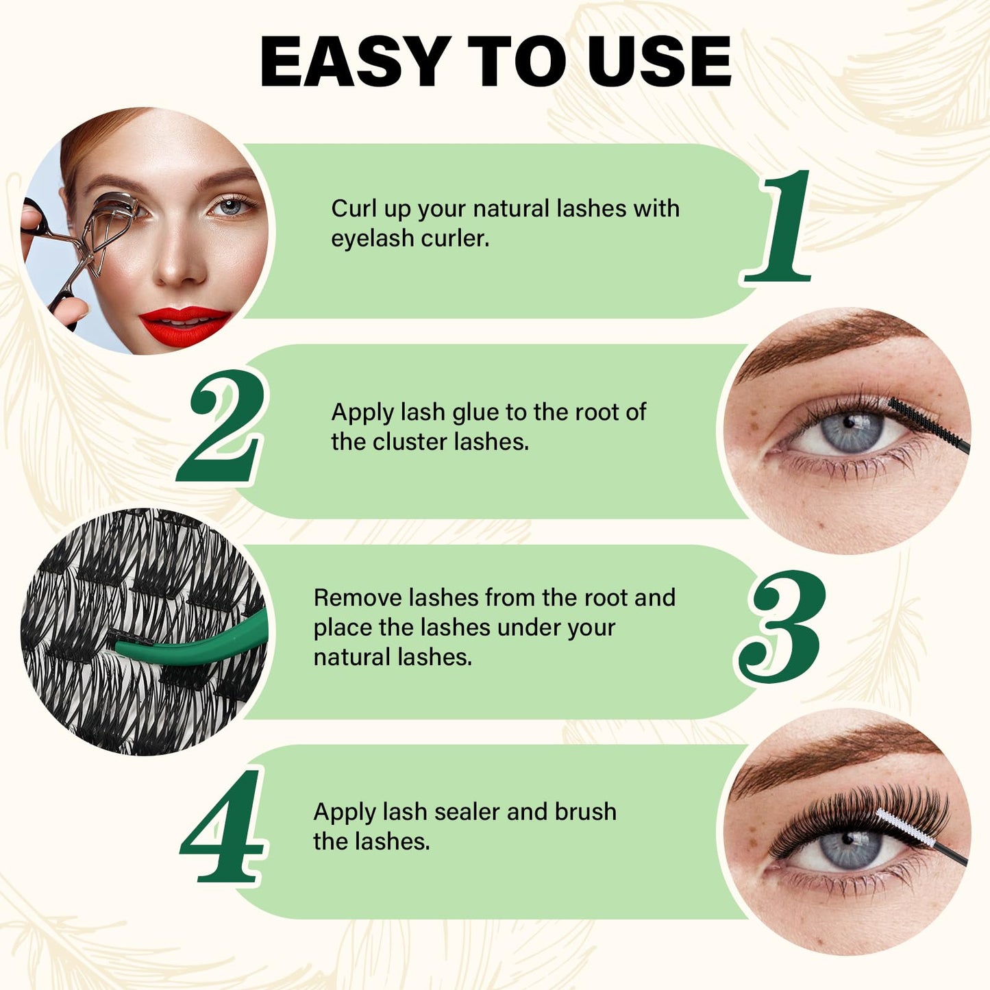 KEYYOU Lash Clusters 144pcs D Curl 10mm | Air Touch Lightweight DIY Lashes