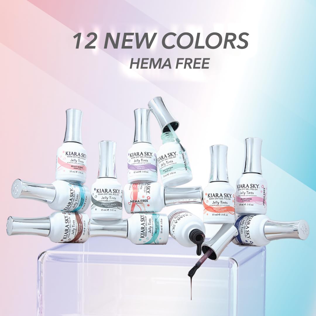 KIARA SKY Jelly Tints Soak Off Gel Polish Glampire – 15ml, HEMA-Free, Rich One-Coat Color