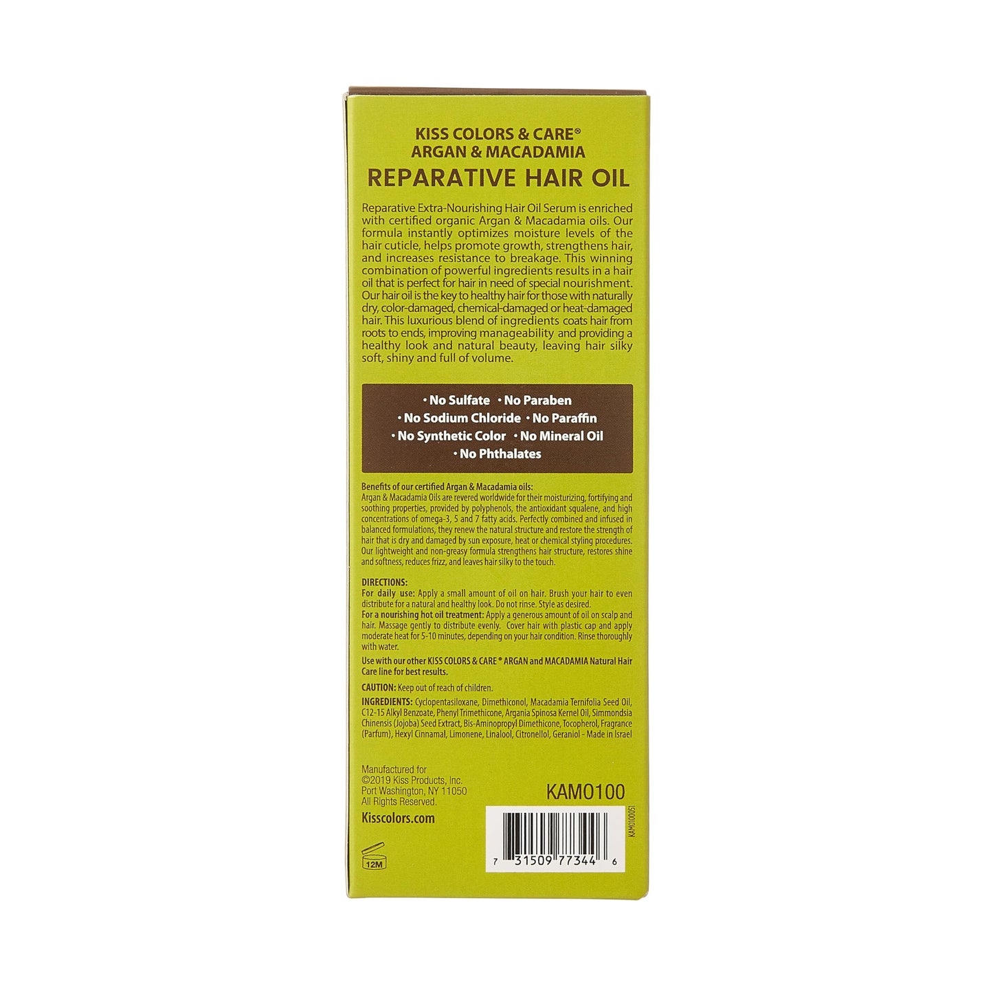 KISS Argan & Macadamia Reparative Hair Oil Serum 100mL