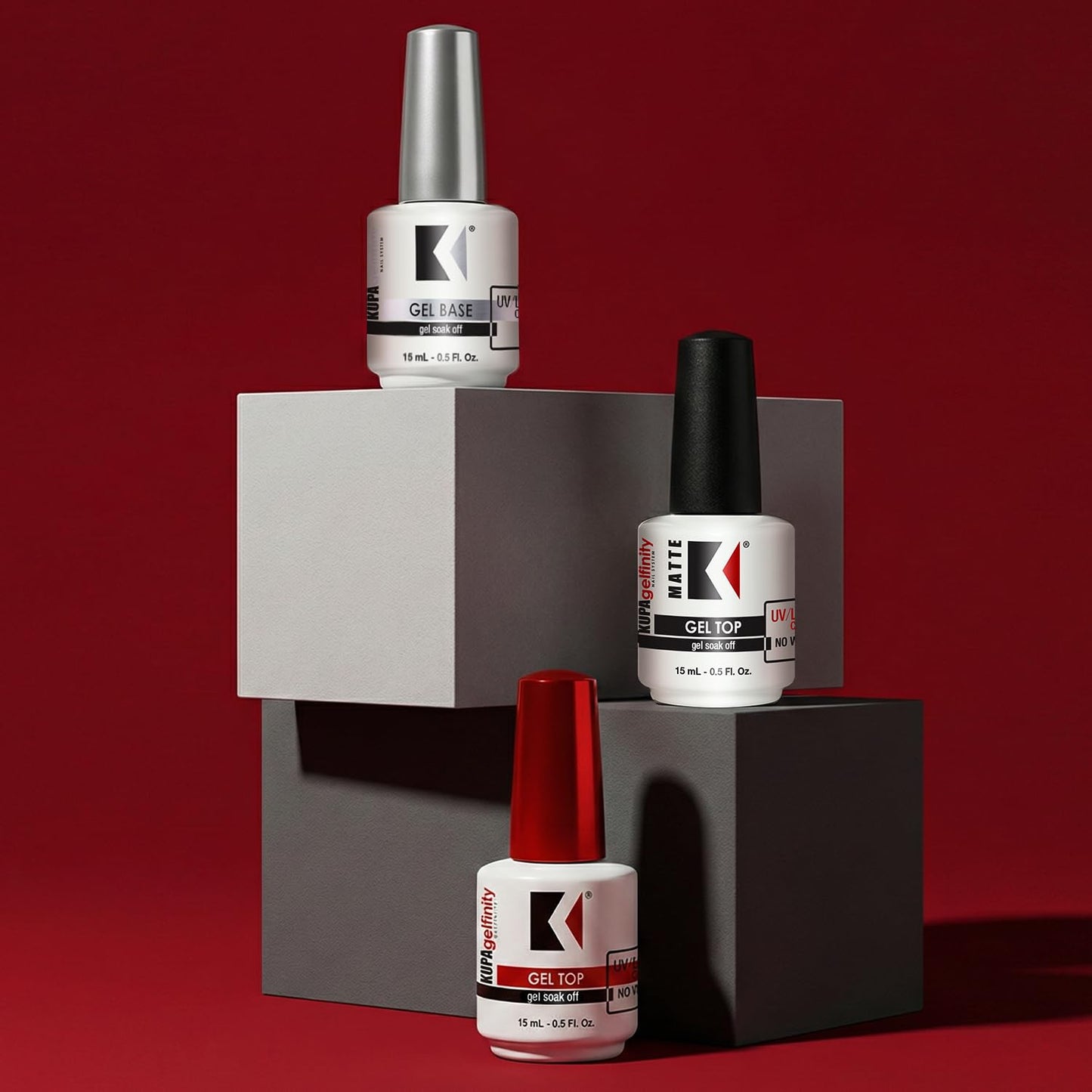 KUPA GelFinity Soak Off Gel Top Coat – High Gloss No-Wipe Finish Bundle (8.0 fl oz + 0.5 fl oz)
