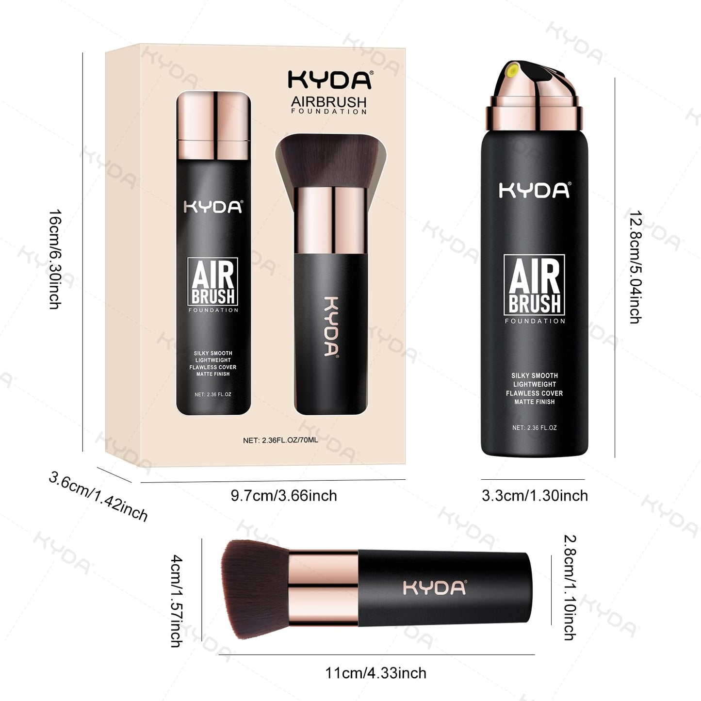 KYDA AirBrush Foundation Spray – Silky Nude-Beige Finish, Breathable, Buildable Coverage