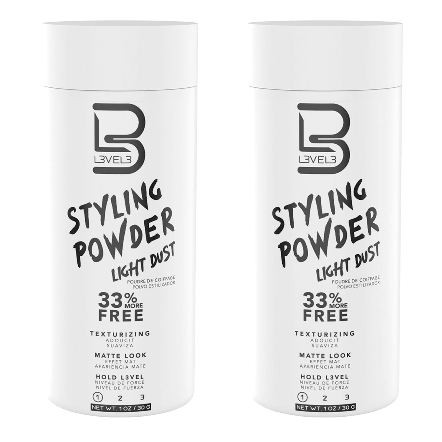 L3 Level 3 Light Hold Styling Powder – Natural Matte Look, Texturizing & Volumizing (2 Pack)