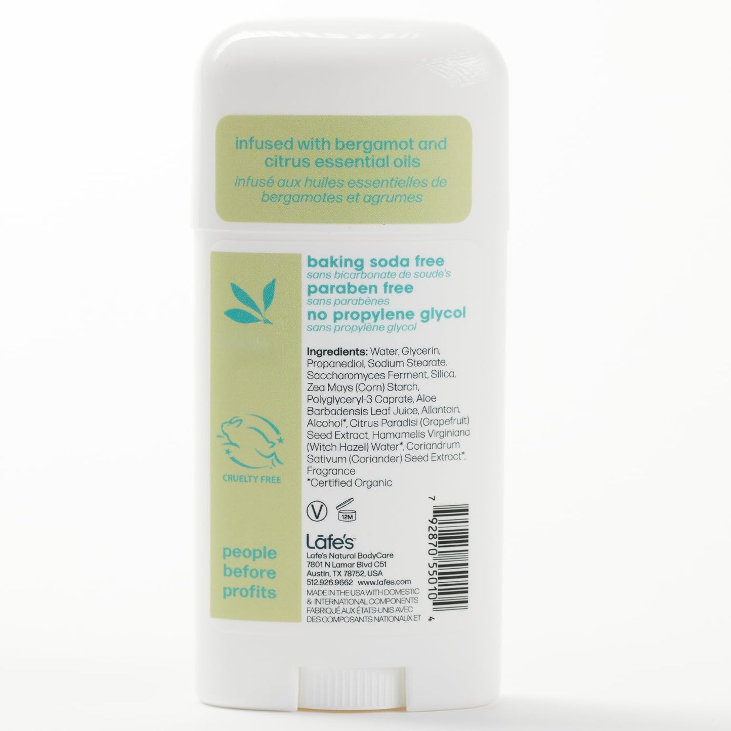 Lafe's Natural Deodorant | Aluminum-Free, Paraben-Free, Baking Soda-Free (2.25oz x2) Citrus & Bergamot