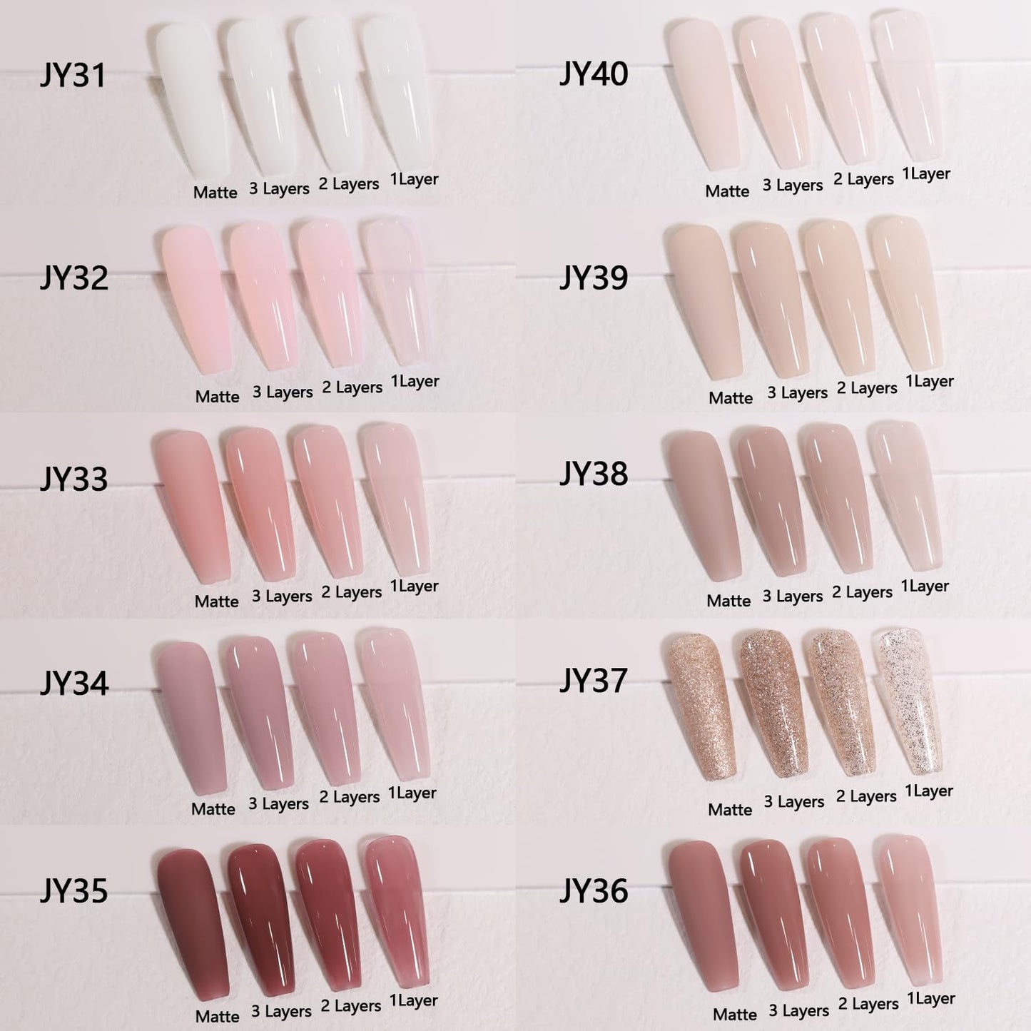 Larvall Beautpal Nude Gel Polish Kit — 10pc Jelly Nude Gel Set (7ml each) for DIY Manicure