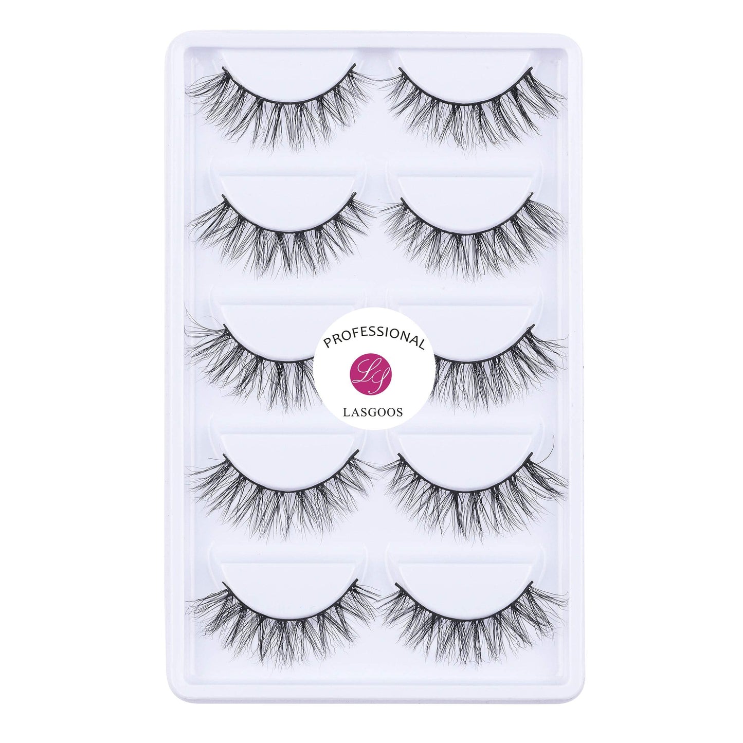 LASGOOS Luxurious 3D Siberian Mink Lashes A04 – Natural Look Wispy (5 Pairs)