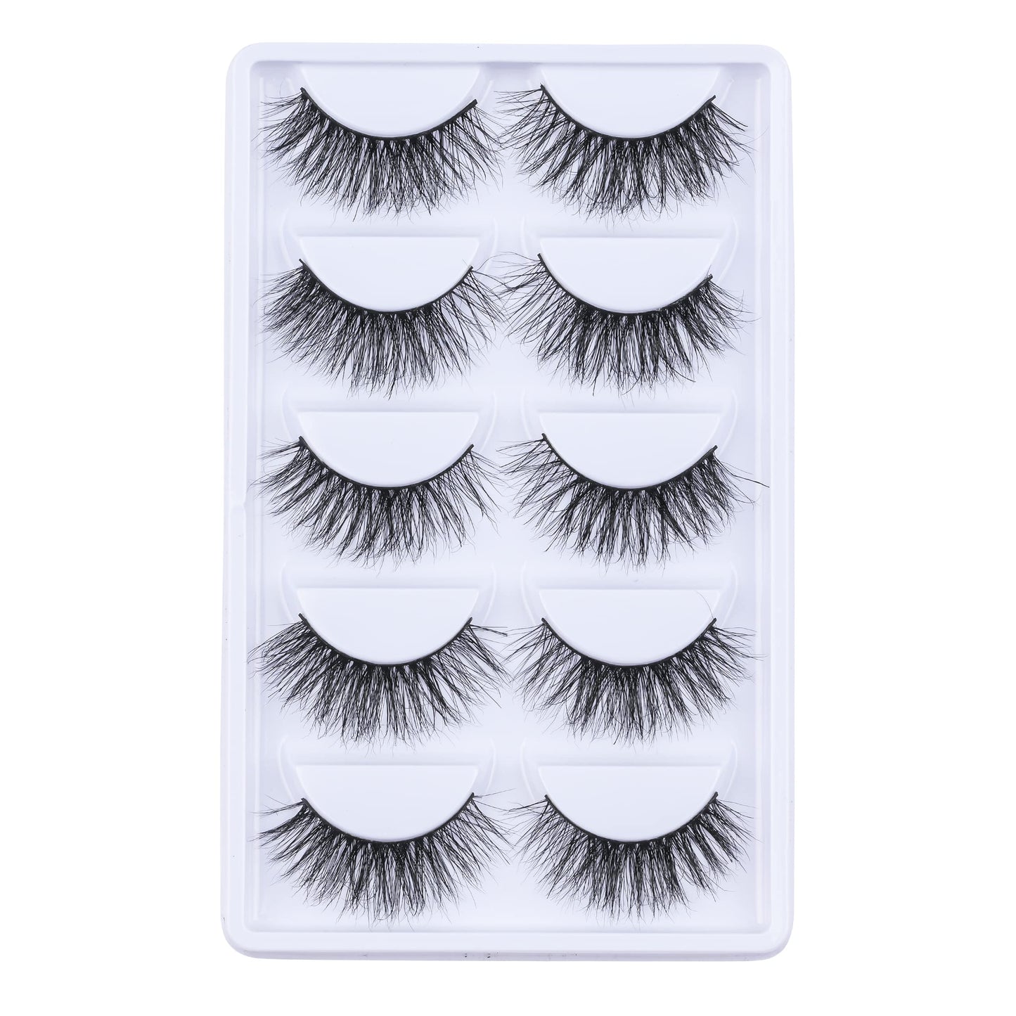 LASGOOS Luxurious 100% Mink Lashes 3D Eyelashes 12-16mm – Handmade, Cruelty-Free, 5 Pairs (A12)