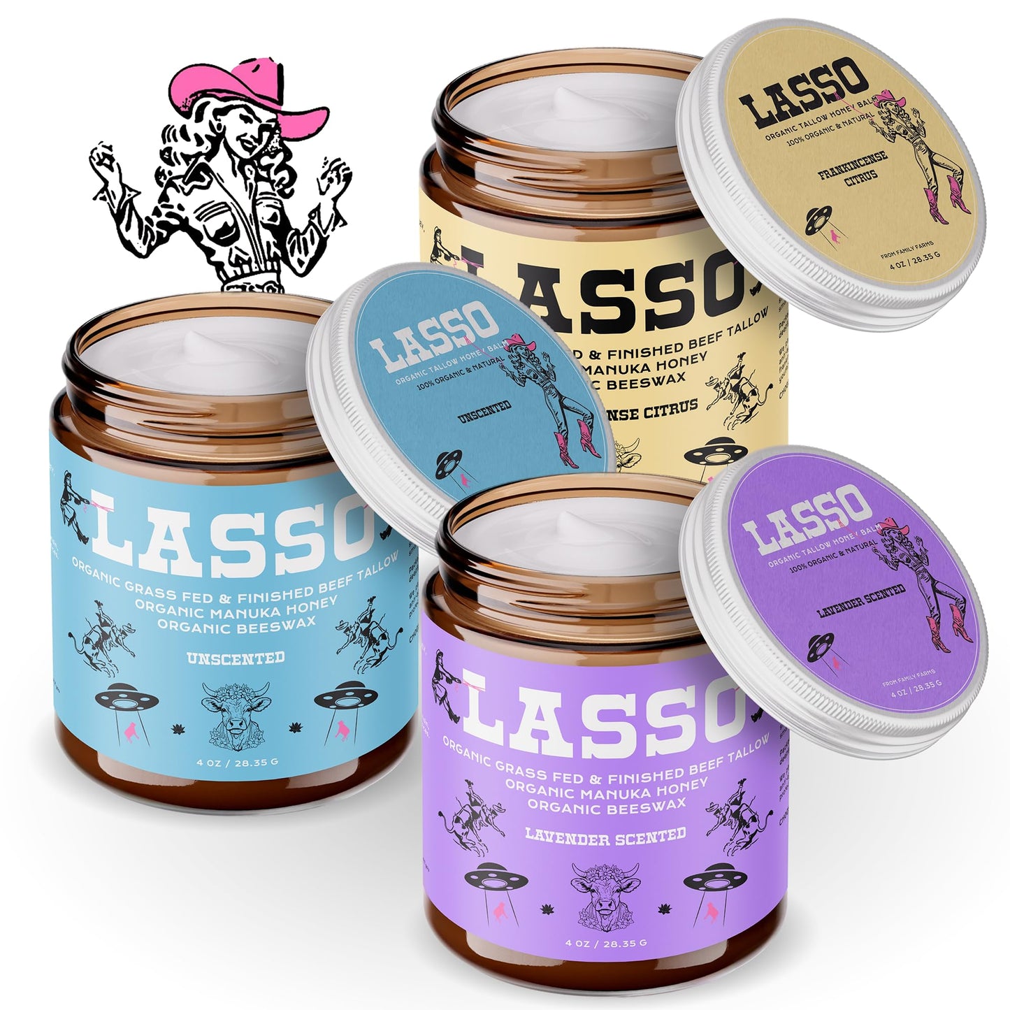 LASSO Lavender Tallow & Honey Balm for Face – Organic Grass-Fed Moisturizer