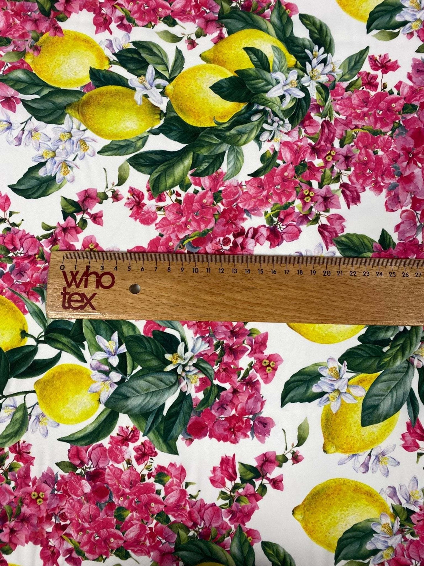 Lemon Pink Floral Fabric Sold by Metre