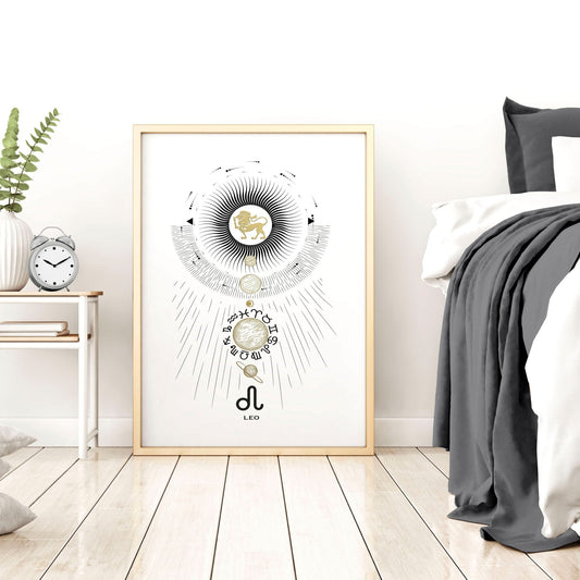 Leo zodiac sign wall art print