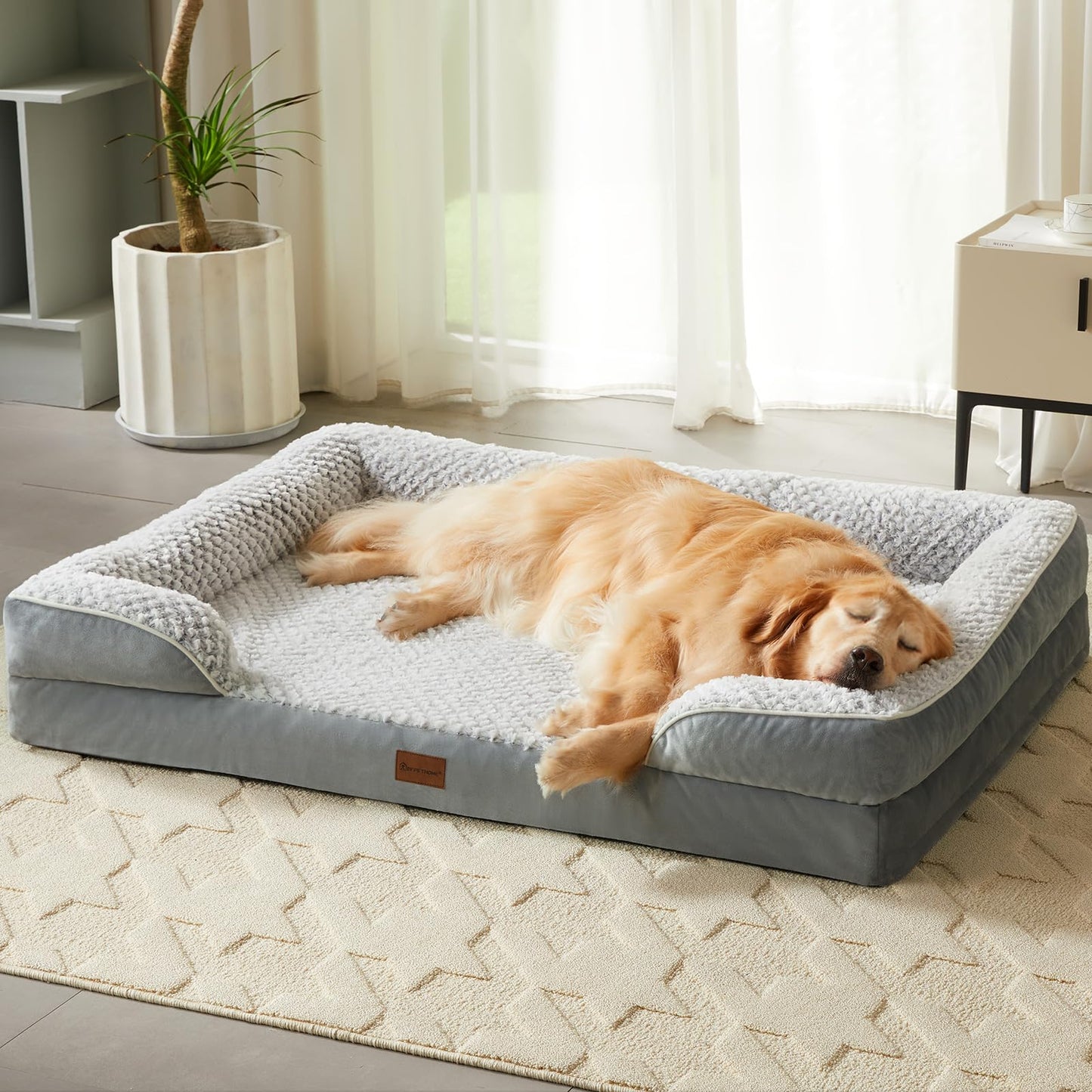 LEXTRO Orthopedic Dog Bed for Large Dogs – Waterproof Egg Crate Foam, 36x27, Washable Cover
