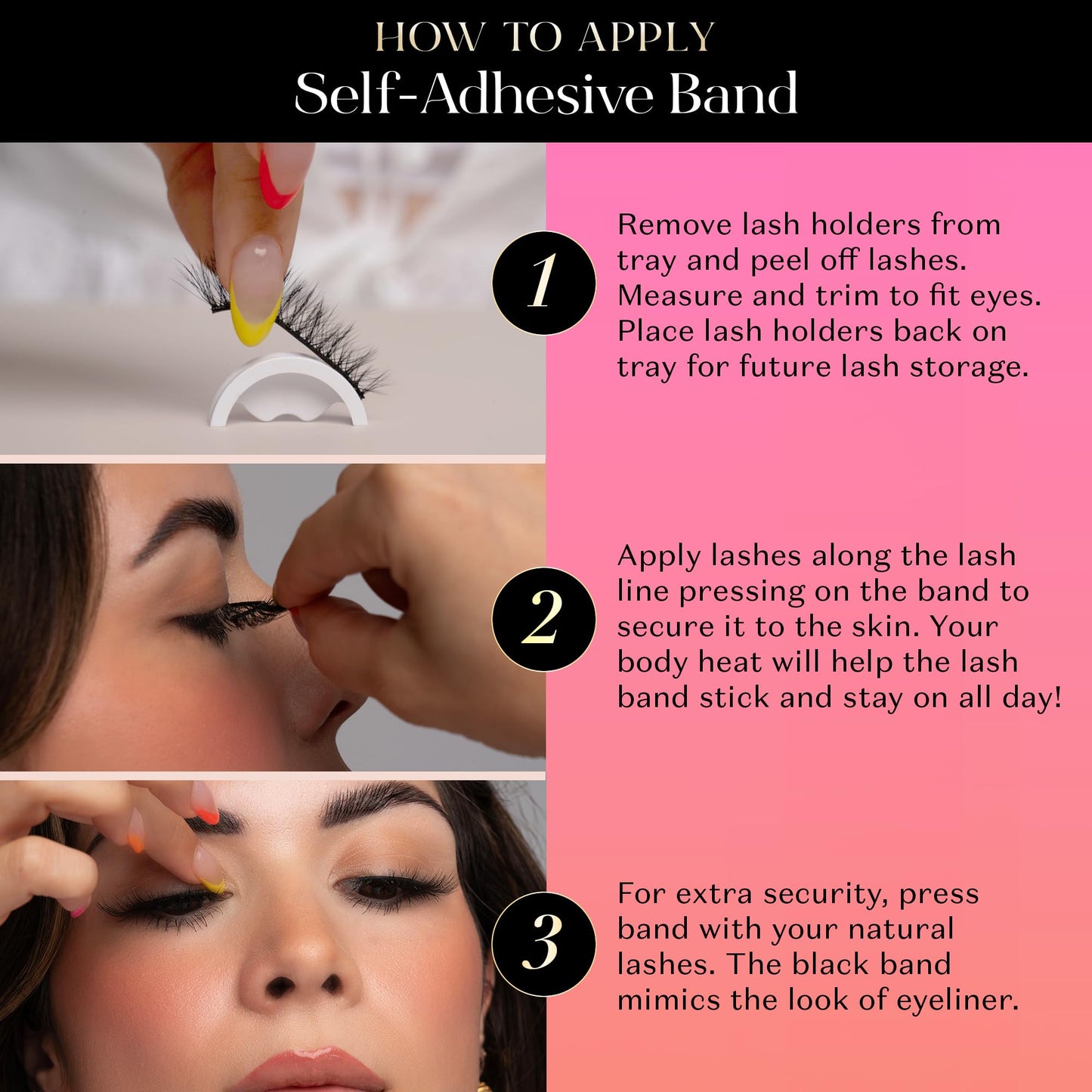 Lilly Lashes Self Adhesive Band 3D Faux Mink Eyelashes – Mykonos | No Glue Needed