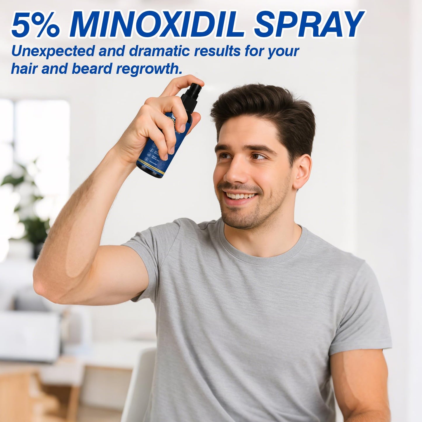 LIPEND 5% Minoxidil for Men Hair Growth Spray — Beards & Scalp, 3 x 2oz