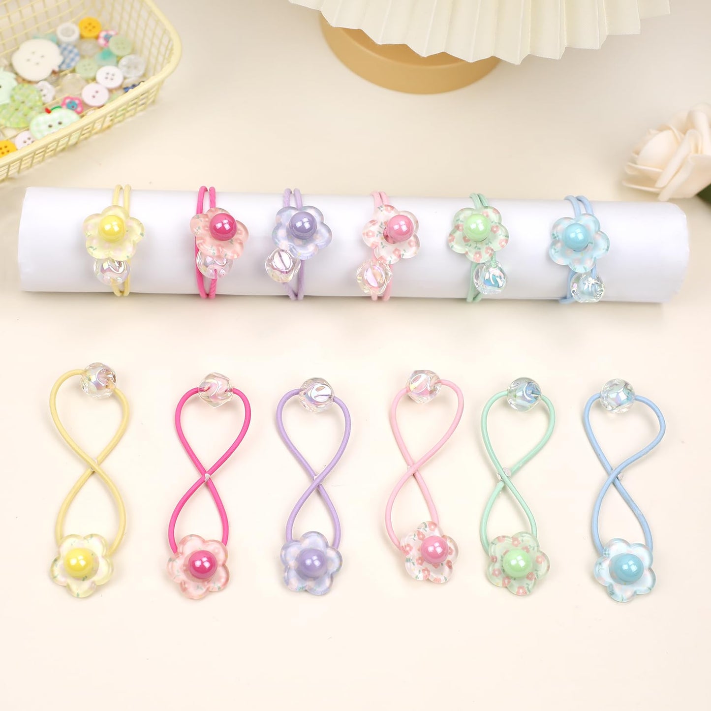 LIYAZHIL 12Pcs Ball Charm Hair Ties for Little Girls – Non-Damaging Ponytail Holders