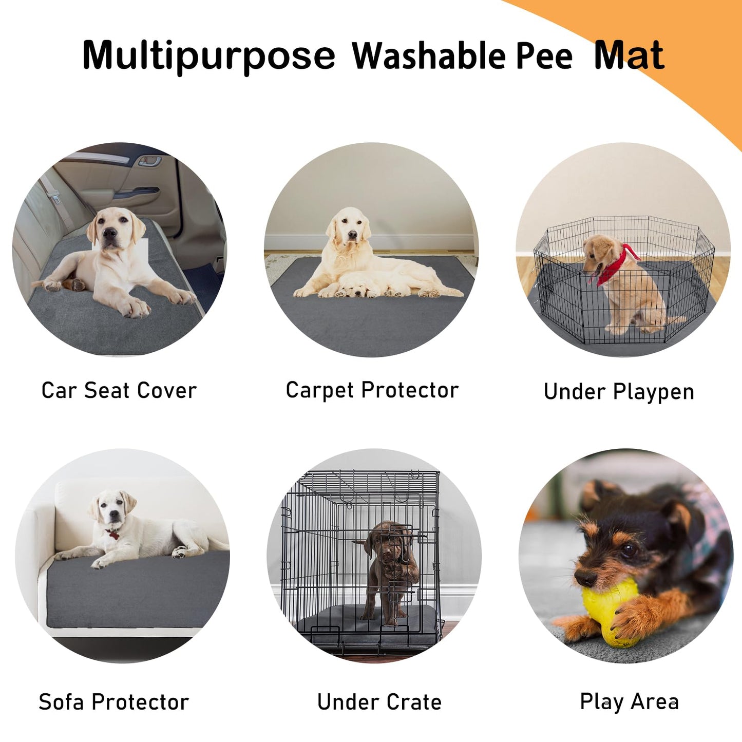 LOOBANI Non-Slip Washable Pee Pad for Dogs — Extra Large 52x82in, Reusable Gray