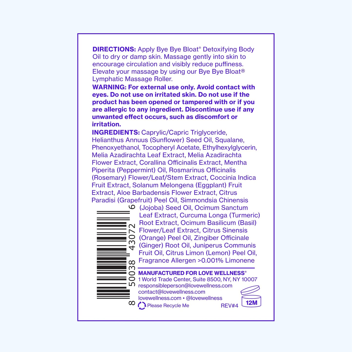 Love Wellness Bye Bye Bloat Detoxifying Body Oil – Hydrate & Depuff (100 mL)