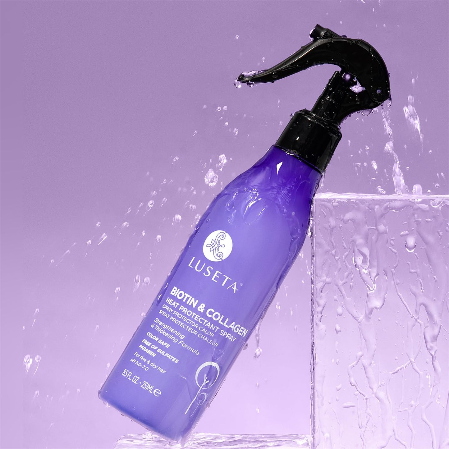 Luseta Biotin & Collagen Heat Protection Spray – 8.5oz | Shield Hair During Heat Styling