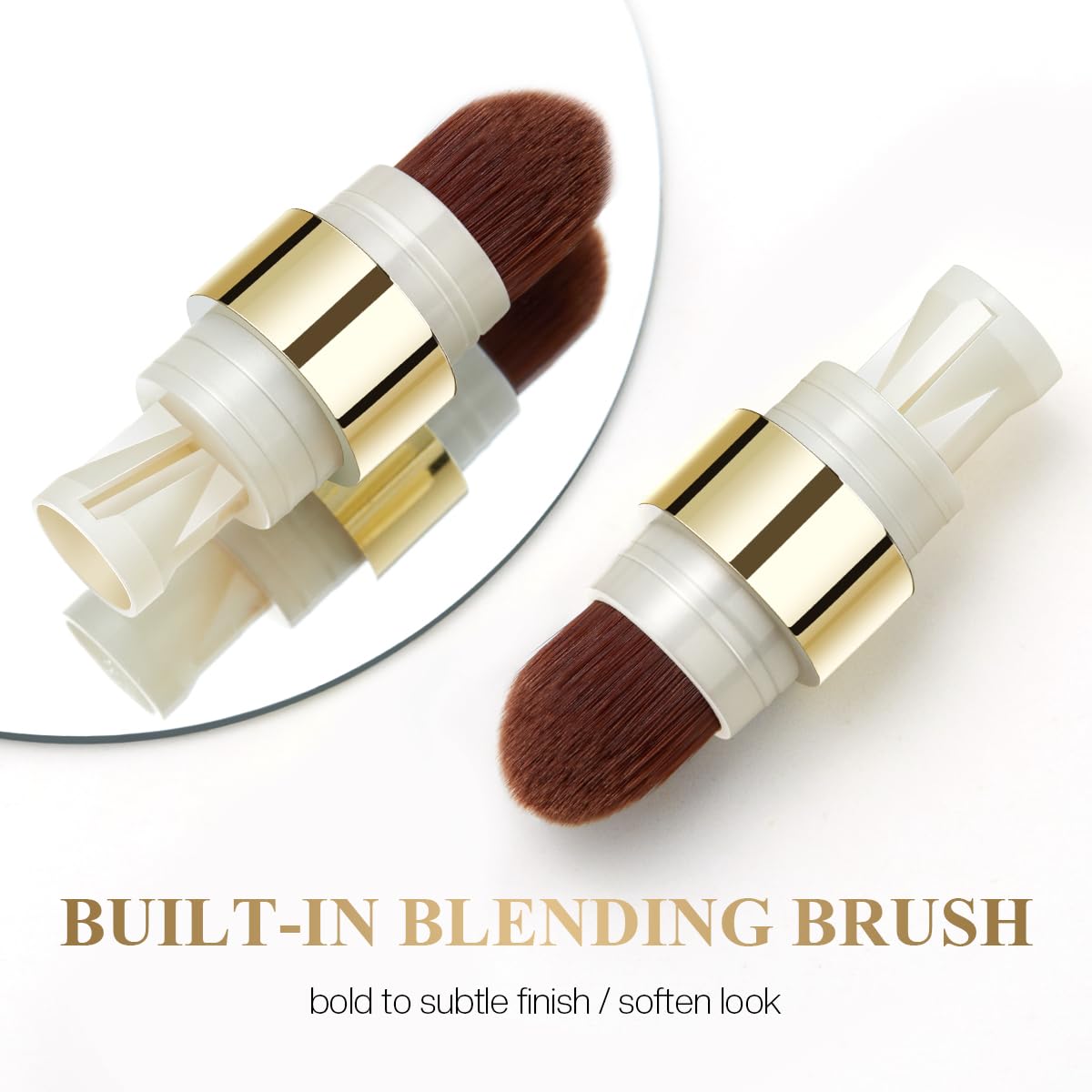 LUXAZA PRO 2PCS Eyeshadow Stick – Creamy Caramel-Latte Shimmer with Built-In Brush & Sharpener