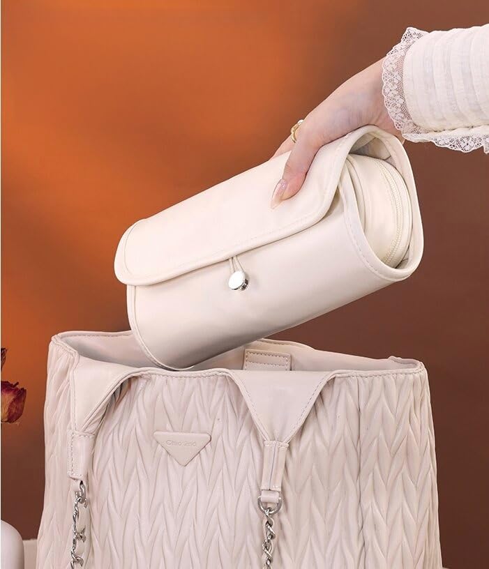 Luxury Leather Makeup Brush Case | Premium Roll-Up Cosmetic Organizer (Rose Pink)