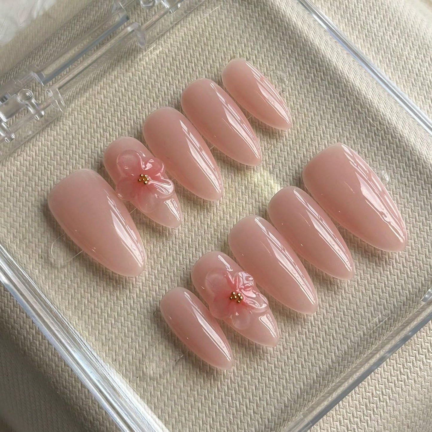 MAGLFELL Women Press On Nails – Medium Almond, 10Pcs Luxury Handmade 3D Art ABS Acrylic