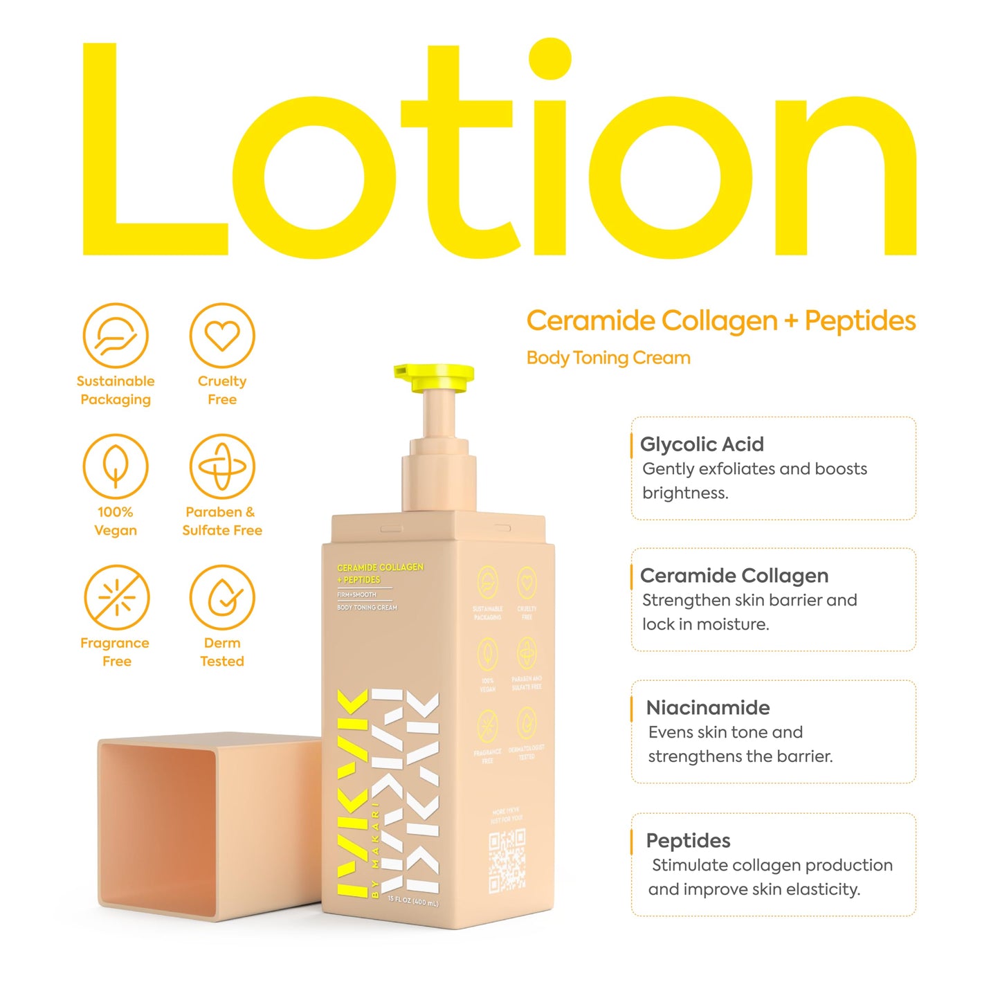 Makari IYKYK Ceramide Collagen + Peptides Body Toning Cream | Firming, Smoothing, Vegan & Fragrance-Free