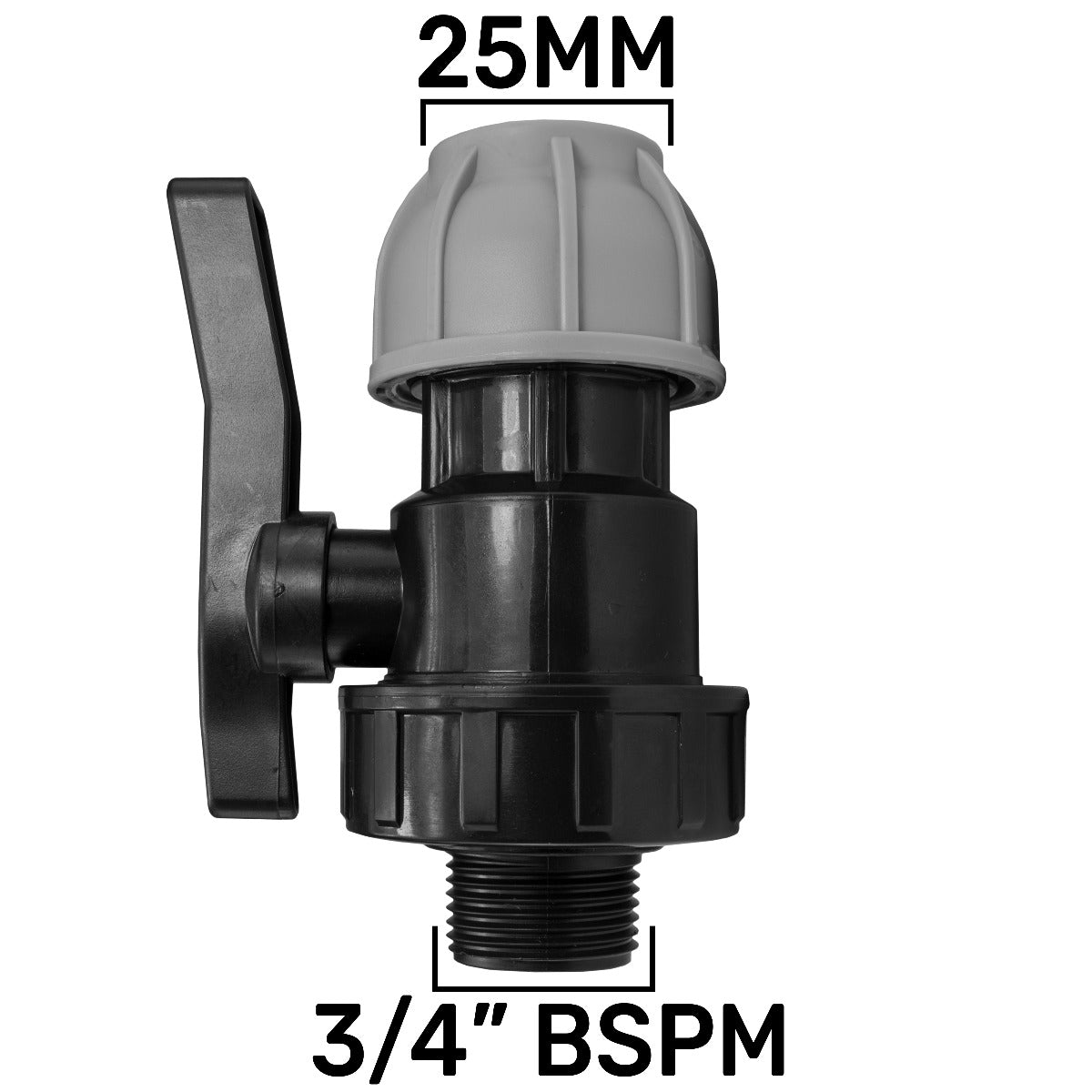 MDPE Valve 25mm - 3/4in BSPM Drip Irrigation Fitting Pipe and Water Fitting