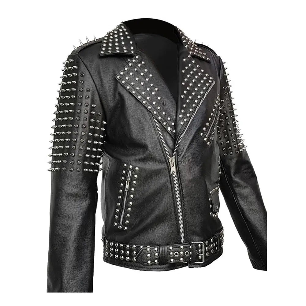 Men’s Spiked Leather Studded Jacket