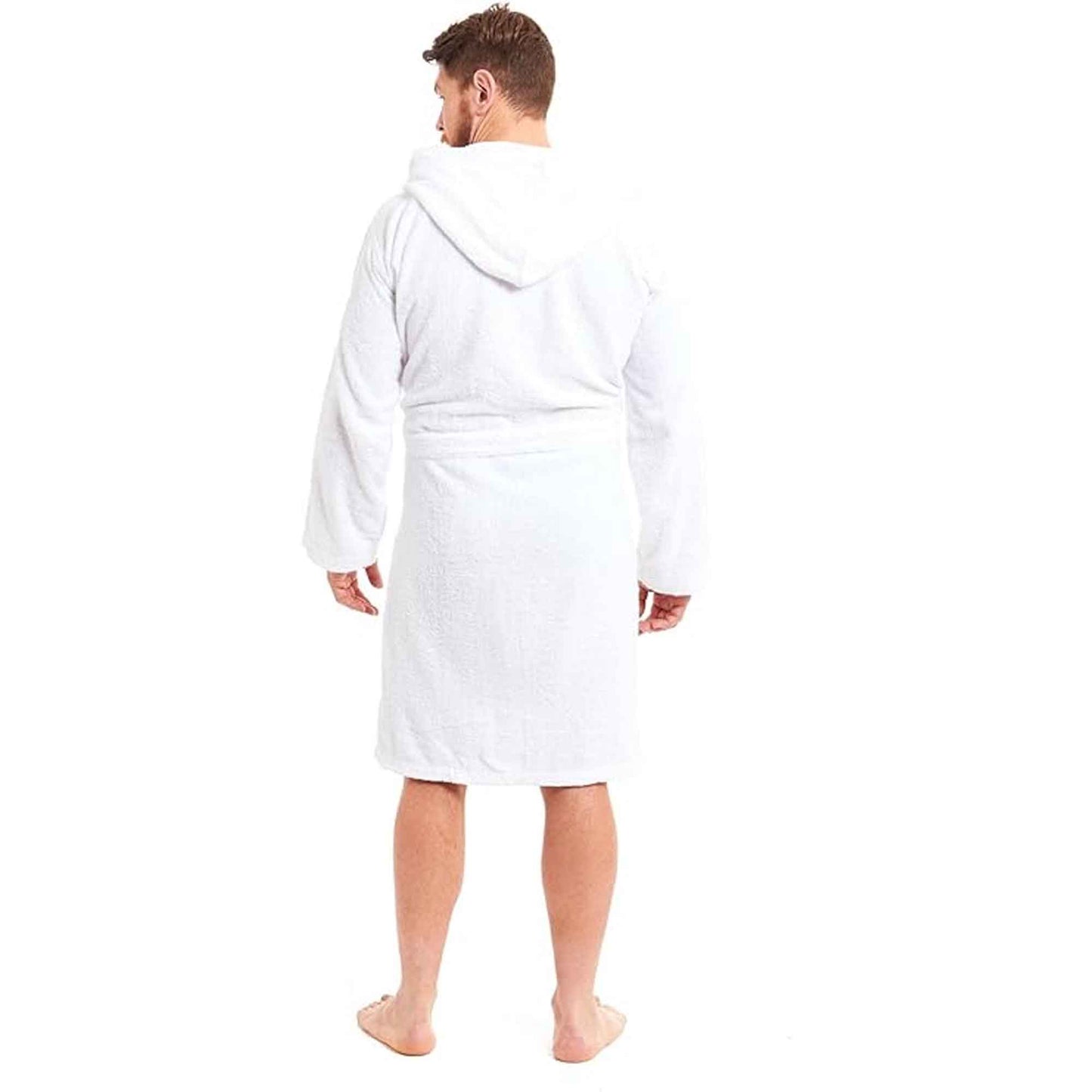 Men's Bamboo Hooded Bath Robe Ultra Absorbent Towelling Dressing Gown for Hotels Gyms Spas with Soft Breathable Cotton Blend Quick Dry Grey White by Sock Stack