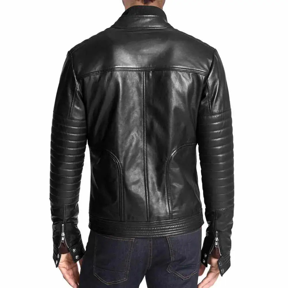Mens Black Leather Slim Fit Jacket