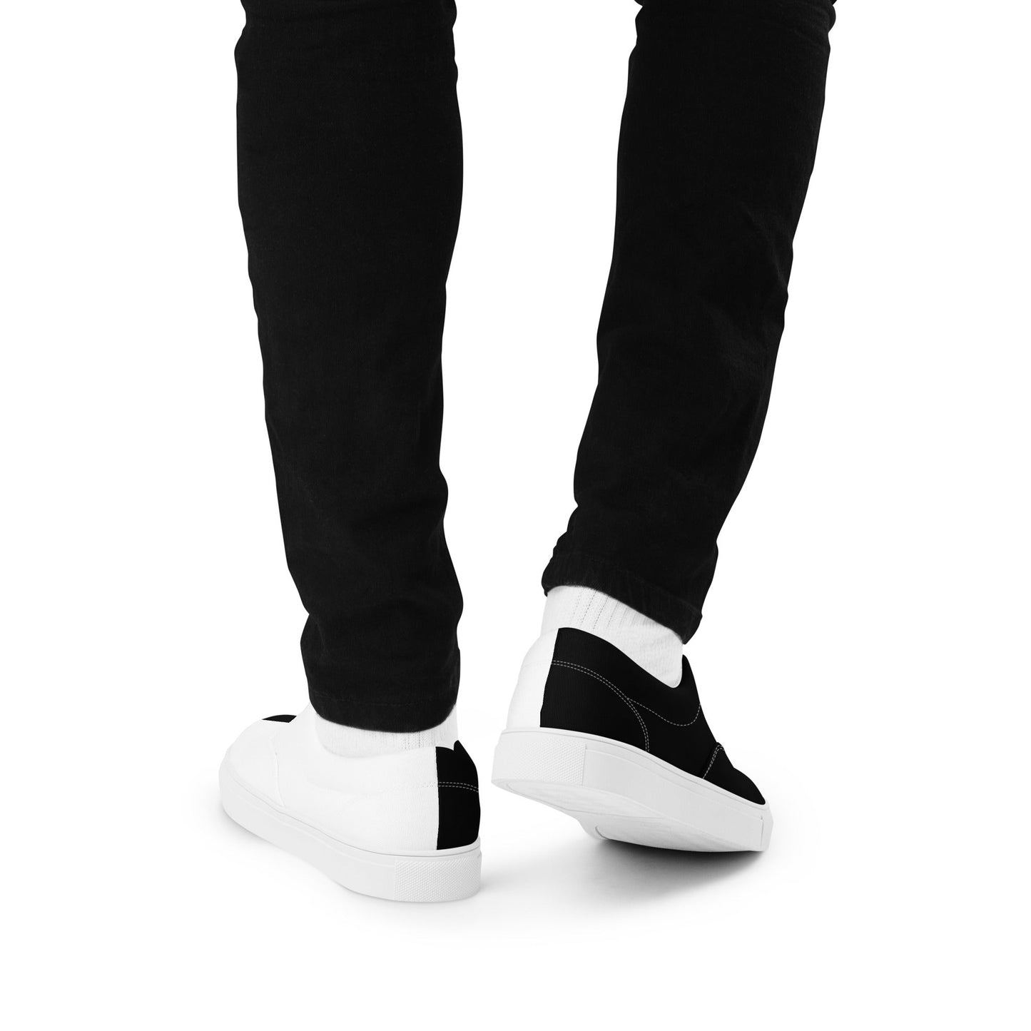 Half Black Half White - Mens Lace-Up Canvas Shoes