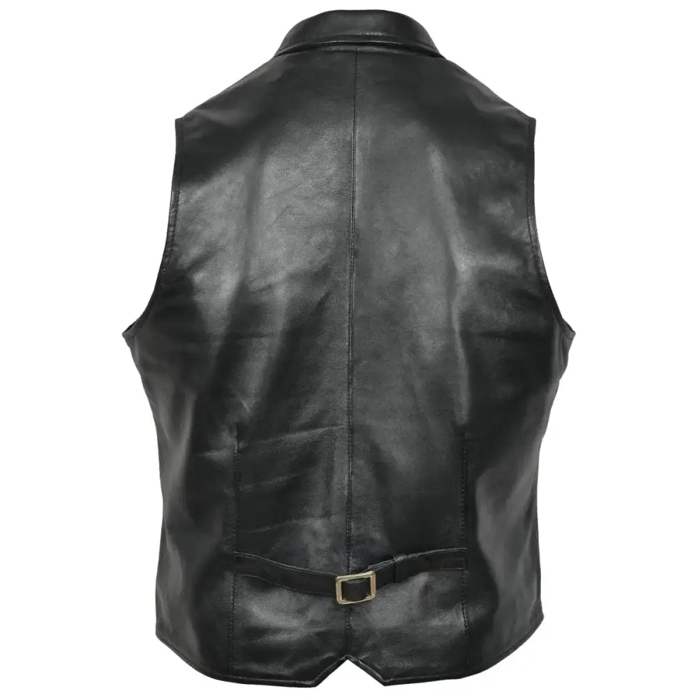 Men's Black Leather Party Vest